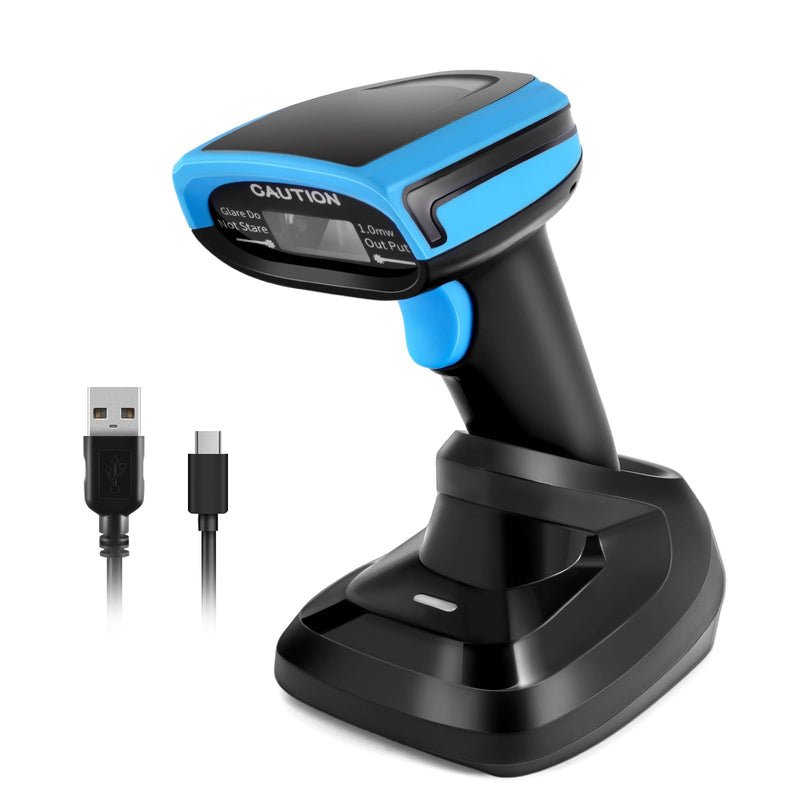 [Australia - AusPower] - Barcode Scanner Wireless, 1D Laser Barcode Reader with Stand 2.4G Wireless & USB Wired Connection 2 in 1 Plug and Play Handheld Bar Code Scanners 