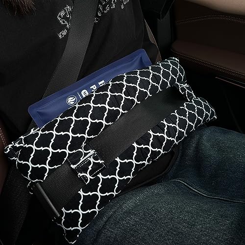 Mastectomy Pillow,Post Heart Surgery Seatbelt Pillow,hysterectomy recovery,c section Recovery,Insert Icebags Pockets chemo port pillow,Pacemaker Seatbelt Protection,Great Breast Cancer Gifts for Women Black&white