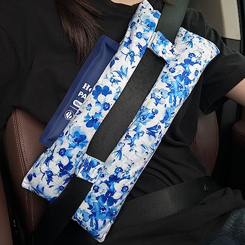 Mastectomy Pillow,Post Heart Surgery Seatbelt Pillow,hysterectomy recovery,c section Recovery,Insert Icebags Pockets chemo port pillow,Pacemaker Seatbelt Protection,Great Breast Cancer Gifts for Women Blue&white