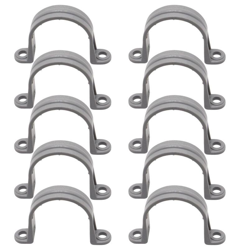 [Australia - AusPower] - 1-1/2 Inch PVC Pipe Strap, 2-Holes Conduit Pipe Clamps Plastic Pipe Supports (10 Pcs) 10 1-1/2 inch 