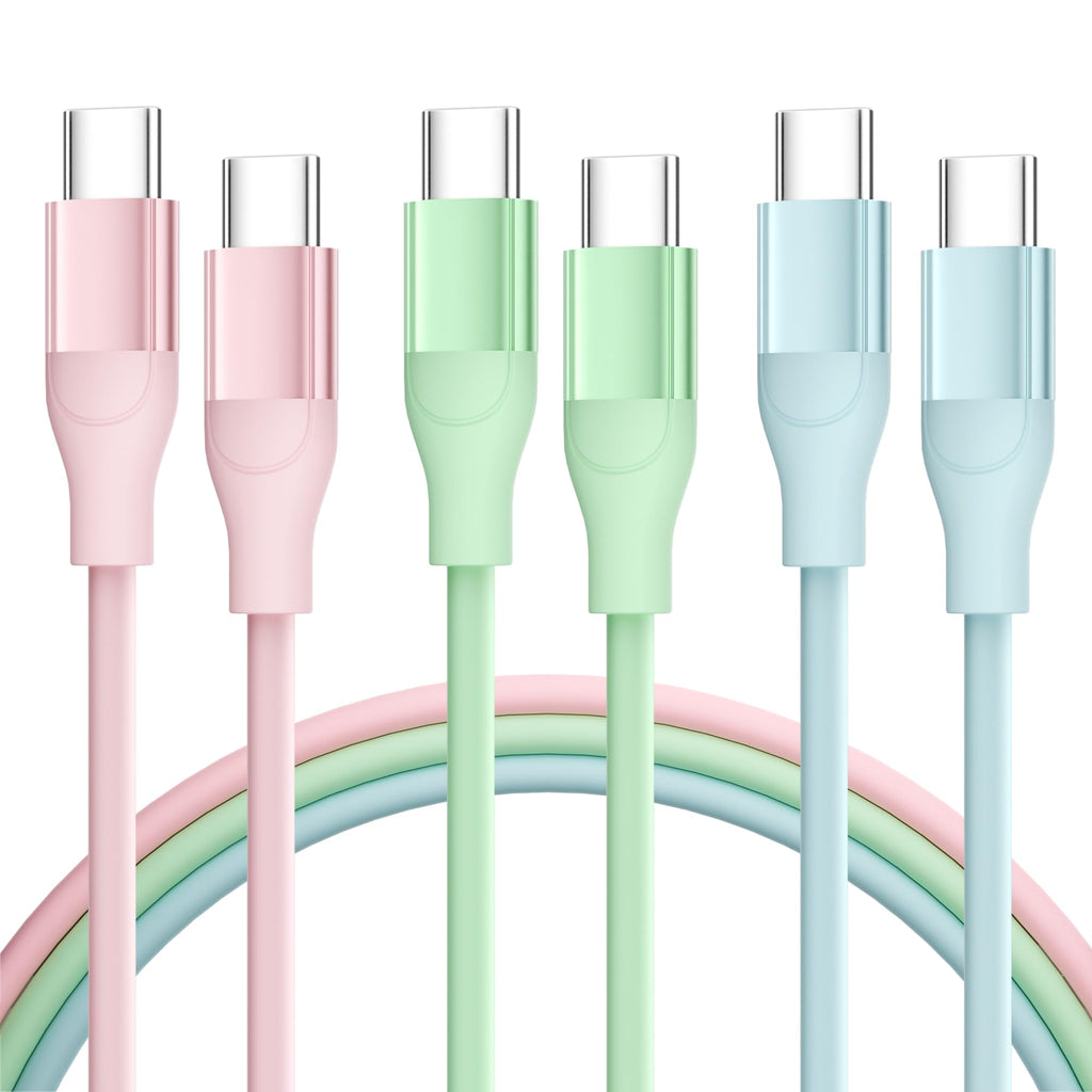 [Australia - AusPower] - USB C Charger Cable, 60W PD [3-Pack 6FT] USB C to USB C Cable Fast Charging Type C Charger Compatible with iPad Mini 6,Pro 2022, iPad Air 5/4, MacBook Air/Pro, Samsung S23/S22/S21/S20 Ultra, Switch Colorful 