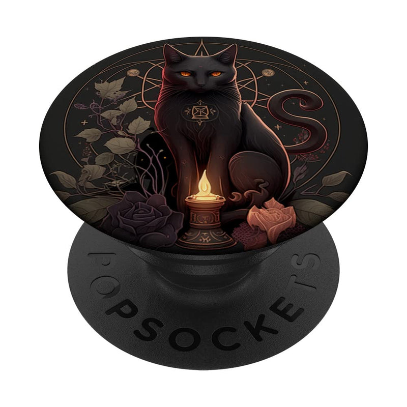 [Australia - AusPower] - Cute Black Witch Cat Moon Phase for Tarot Fans Cat PopSockets Swappable PopGrip 