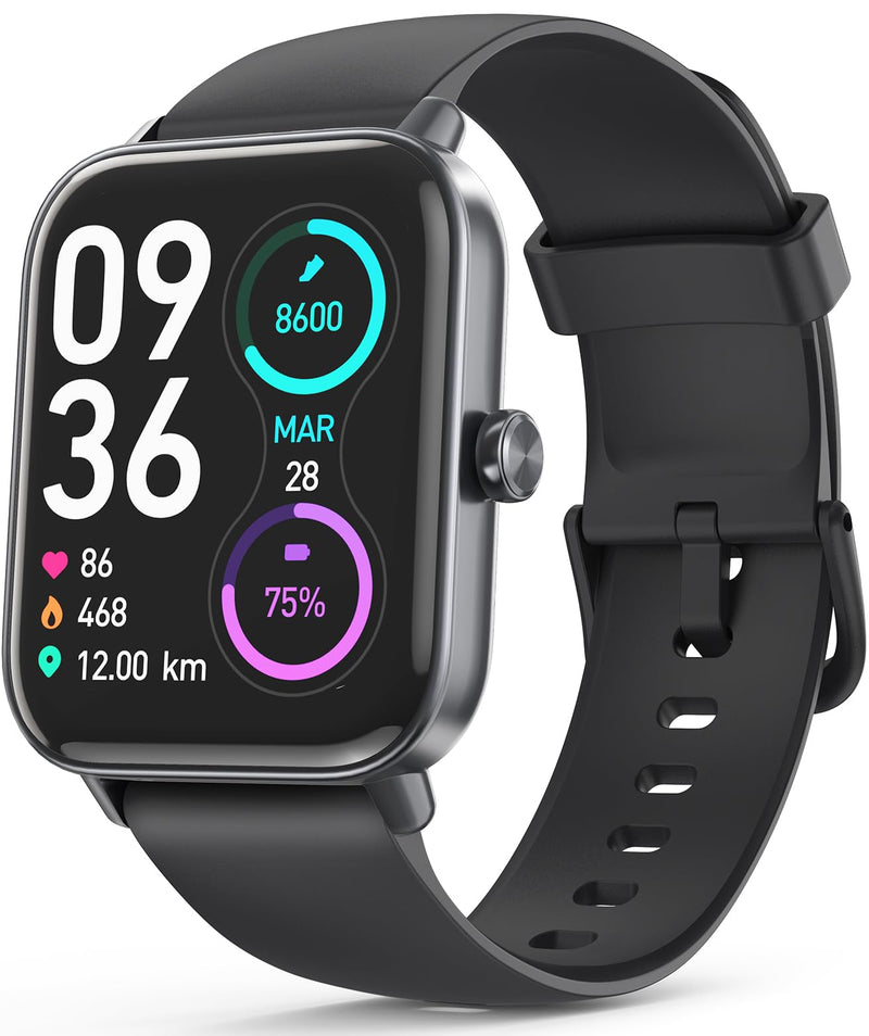 [Australia - AusPower] - Smart Watch for Men(Answer/Make Call),Alexa Built-in,1.8"Fitness Tracker with Heart Rate Sleep SpO2 Monitor,100+Sport Mode,5ATM Waterproof,Activity Trackers and Smartwatches for iOS and Android Phones Spaceblack 