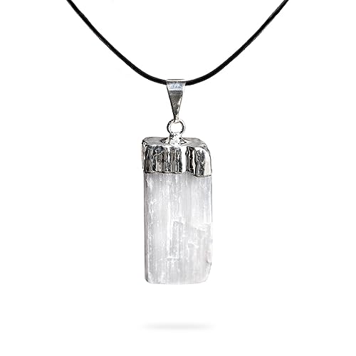 Ayana Crystals Handcrafted Selenite Pendant - Authentic Crystal Healing Stone, White Necklace for Emotional & Spiritual Wellness, Chakra Balancing, Zodiac Taurus Birthstone, Ethically Sourced