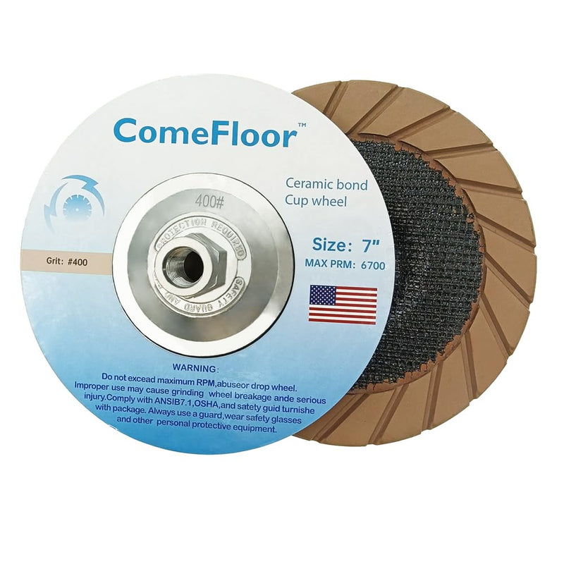[Australia - AusPower] - Concrete Grinding Cup Wheel 7" Ceramic Diamond Cup Wheel for Floor Grinding, Fits 5/8"-11 Arbor Angle Grinder, 400# Medium 400# 