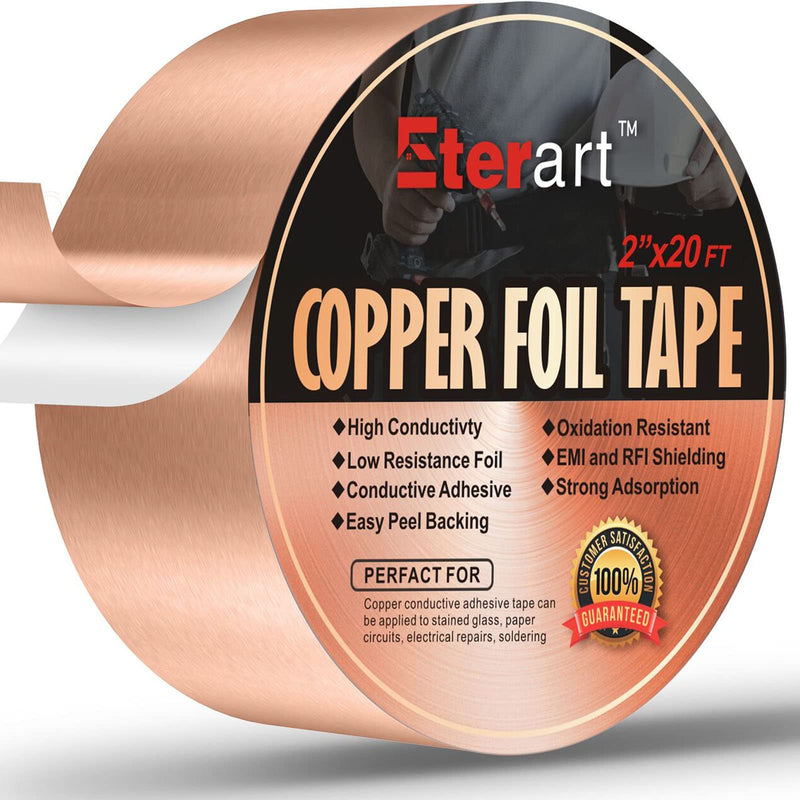 [Australia - AusPower] - Copper Foil Tape with Conductive Adhesive for Guitar,EMI Shielding,Electrical Repairs-Enhance Stability and Performance of Electronic Devices,2inch X 20 FT 