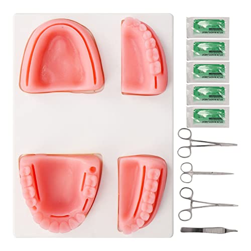 Fyearfly Oral Suture Training Set, Dental Suture Exercise Set, Dental Suture Practice Kit, Silicone Model Pliers, Tweezers, Thread Oral Suture Training Kit for Suture Training in Dentistry
