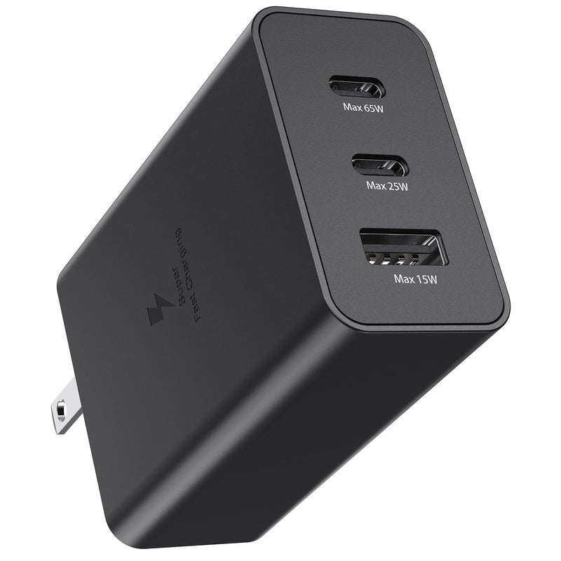 [Australia - AusPower] - Samsung 65W 3-Port Super Fast Charging Wall Charger, GaN Trio Adapter for Samsung Galaxy S23 Ultra/S23/S23+/S22/S22 Ultra/S22+/S21 Ultra/S20 Ultra/Note 20/Note 10/Z Fold 3/ Earbuds/laptops 