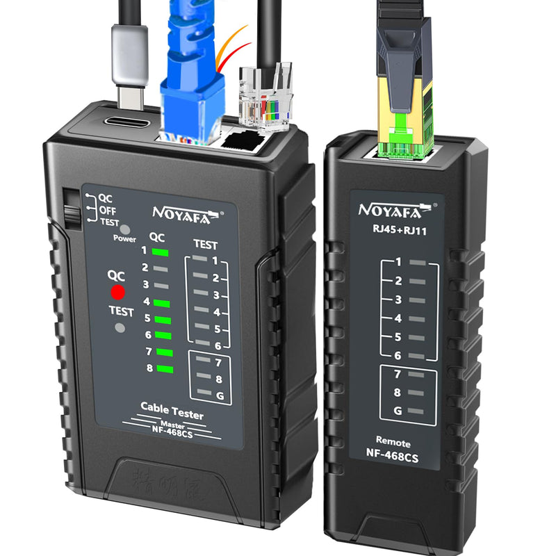 [Australia - AusPower] - NOYAFA Network Cable Tester for RJ45, RJ11, RJ12 /Cat5, Cat5e, Cat6, Cat6a, Cat7, Phone Line Cat3, Ethernet Tester, LAN Cable Test Tool (Black) Black 
