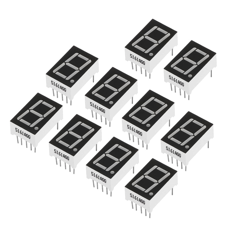[Australia - AusPower] - PATIKIL LED Display Digital Tube, 10 Pack Common Cathode 7 Segment 10 Pin 1 Bit 3.3V 0.56" Digit Height LED Display Module for Electronic Driver Board, Green 