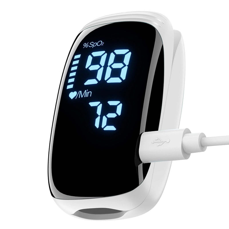 [Australia - AusPower] - Pulse Oximeter Fingertip, Pulse Oximeter with Rechargeable, Oxygen Meter Finger Pulse Oximeter, Fingertip Blood Oxygen Saturation Monitor Rechargeable, Accurate Fast SpO2 Reading for Sports (White) 