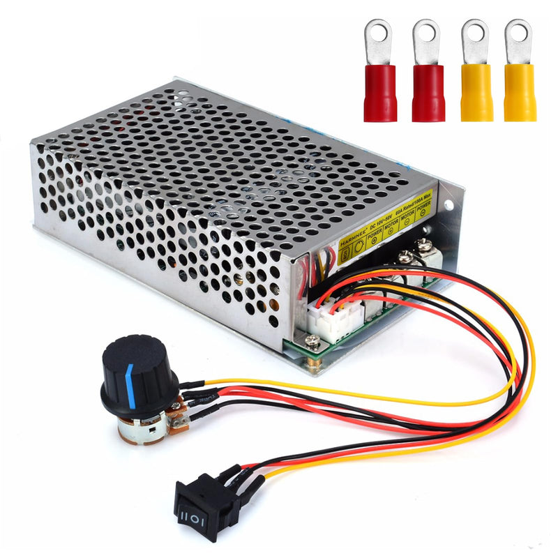 [Australia - AusPower] - Industrial Grade PWM DC Motor Speed Controller, DC 10V-50V / Rated 60A / Max 100A Industrial Grade DC Brush Motor Controller with Fuse & CW/CCW Switch & Potentiometer Knob 