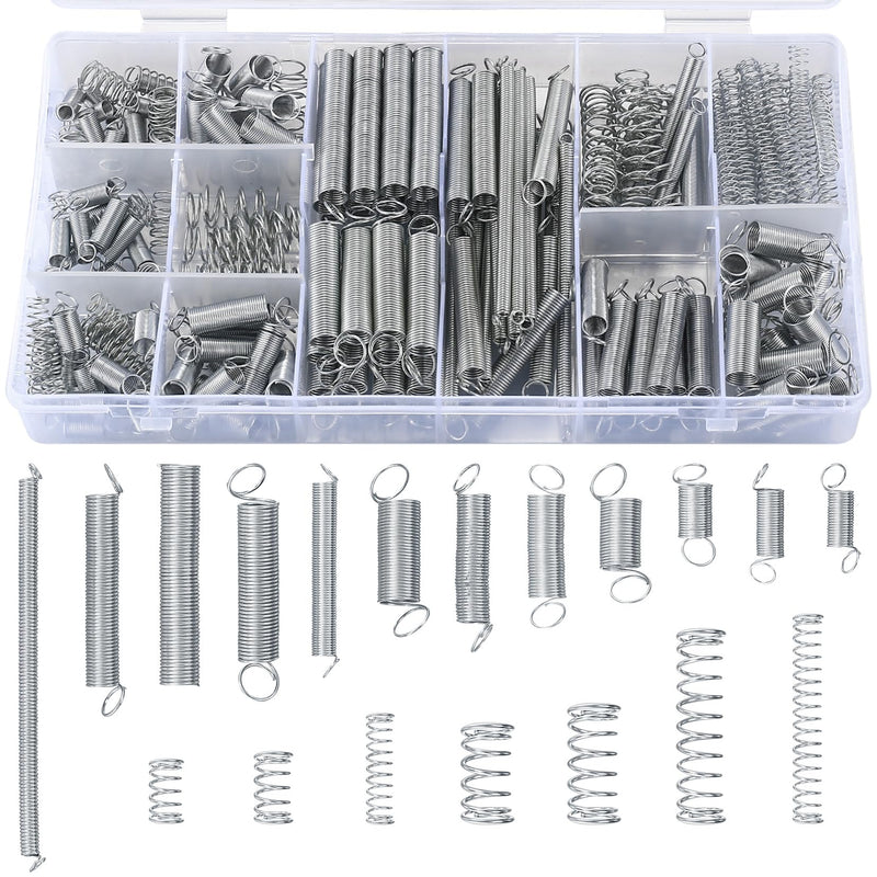 [Australia - AusPower] - 210 Pcs Spring Assortment Kit, Compression and Extension Springs, Zinc Plated Steel Wire Springs Repair Set for Home Repairs Tool, 20 Kinds Sizes 