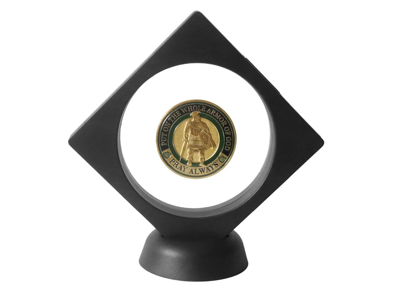 [Australia - AusPower] - 3.6" Clear Display Stand, 3D Floating Display Frame for Medallion Challenge Coin, Medal, Specimen, Stand Box, Jewelry Holder (Black) 