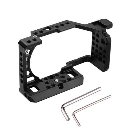 Camera Cage for Sony A6400,Easy Hood Camera Cage for Sony Alpha A6400,Aluminum Vlogging Video Shooting Rig Stabilizer with 1/4" 3/8" Mounting Points and Cold Shoe-A003