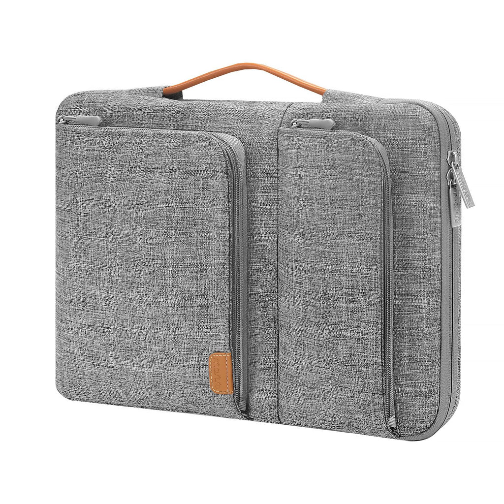 [Australia - AusPower] - MOSISO 360 Protective Laptop Sleeve Compatible with MacBook Air/Pro, 13-13.3 inch Notebook, Compatible with MacBook Pro 14 inch 2023-2021 M2 M1, Side Open Bag with 2 Accessory Pockets&Handle&Belt,Gray 