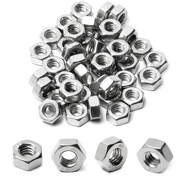 [Australia - AusPower] - 100pcs 1/4-20 Hex Nuts, 304 Stainless Steel, Hex Drive, UNC Nuts Fasteners, 1/4" Stainless Nuts Replacement Nut with Plastic Case 