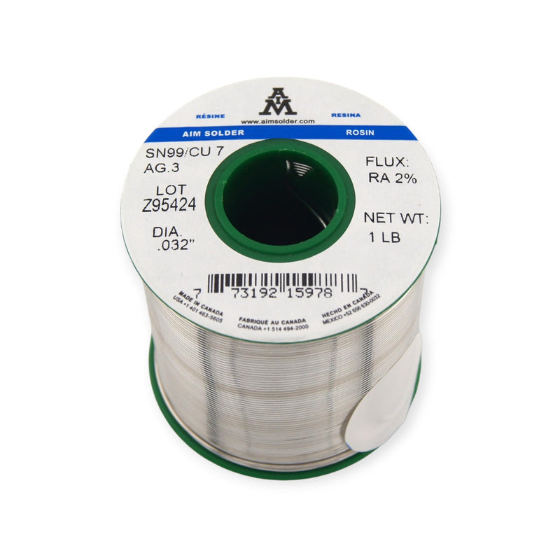 AIM Solder LeadFree Rosin Core Solder Wire Sn99 Ag0.3 Cu0.7 for Electrical Soldering 0.032inch, 1lb (0.8mm / 454g) 0.032 inch (1 lb)