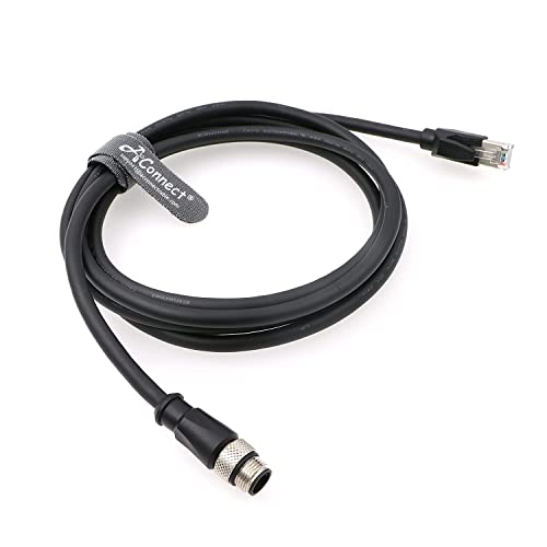 Ethernet-M12-RJ45-Cable for Cognex DM300 M12 8-Pin A-Code Male to RJ45 for Industrial Camera 9.8Ft|3M Black 3M