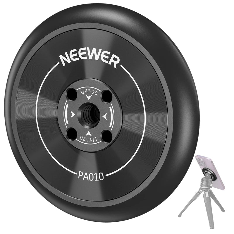 [Australia - AusPower] - NEEWER Magnetic Phone Tripod Mount Adapter with 1/4" Holes Compatible with iPhone MagSafe Selfie Stick for 14 Pro/Pro Max/Plus/Mini 13 12, Phone Holder for Ring Light Video Recording, PA010 