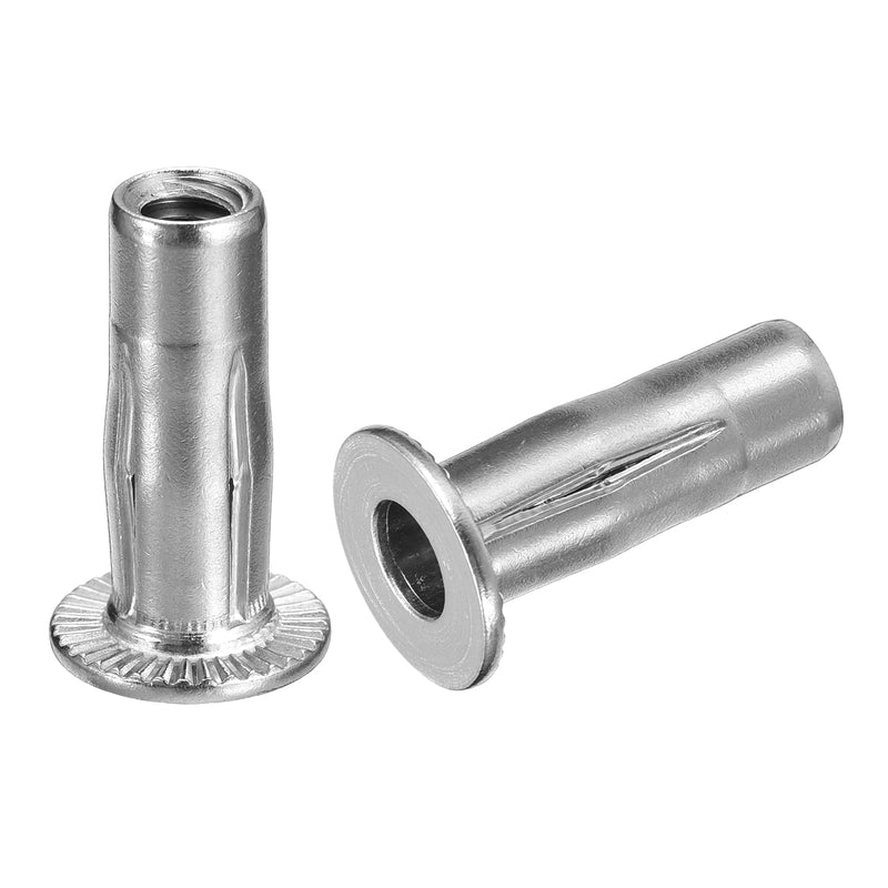 [Australia - AusPower] - uxcell 1/4-20 Multi-Grip Rivet Nuts, 5pcs Pre-Bulbed Shank Flat Head Threaded Insert Nut 304 Stainless Steel Plus Nuts for Construction Industrial 5 