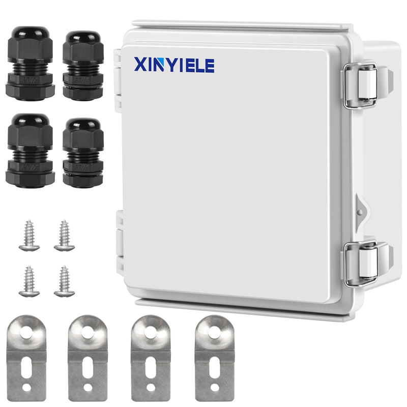 [Australia - AusPower] - Waterproof Outdoor Project ABS Plastic Junction Box IP67 Weatherproof Dustproof Enclosure with Hinged Cover, Mounting Plate,Wall Brackets for Power Project (5.9"X5.9"X3.5") 5.9"X5.9"X3.5" Grey Cover 