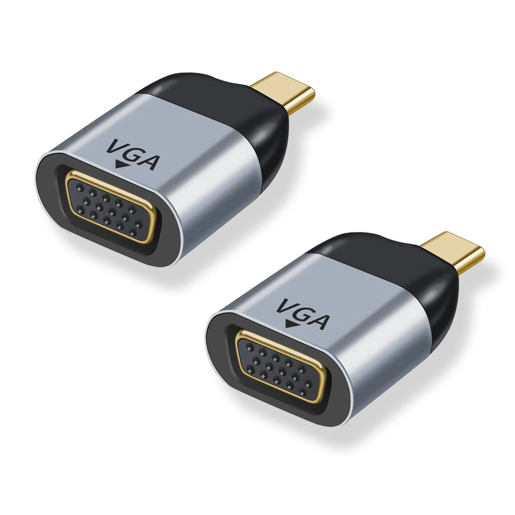 [Australia - AusPower] - AreMe USB C to VGA Adapter (2 Pack), USB Type-C Male to VGA Female Converter for MacBook Pro/Air, Surface, iPad Pro, Galaxy and More 