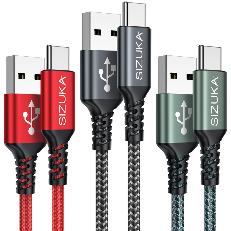 SIZUKA USB C Cable [3 Pieces 2 M] 3.1 A Charging Cable USB C Fast Charging Cable Type C | Fast Charge USB C Fast Charging Cable for iPhone 17 16 15 Pro Max, Galaxy S25 S24 S23, Pixel, MacBook, iPad, Xiaomi 2 m + 2 m + 2 m