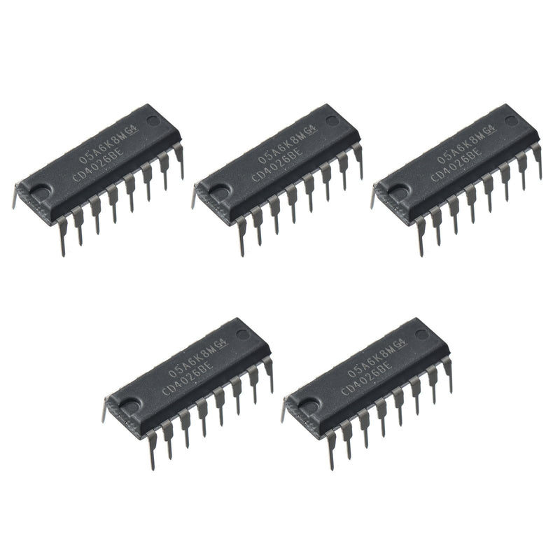 [Australia - AusPower] - 5pcs CD4026BE CD4026 4026 CMOS Decade Counter Divider with Decoded 7-Segment Display Outputs and Display Enable,DIP-16. 