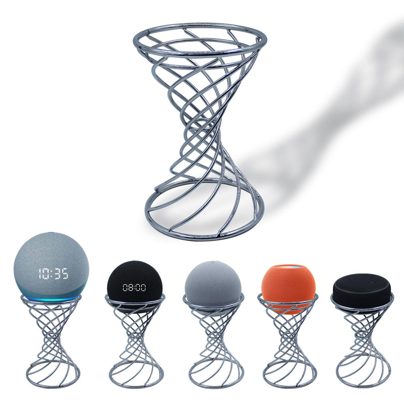 [Australia - AusPower] - Dutiplus Smart Speaker Table Stand Decorative Holder for Echo Dot 5nd/4rd/3th/2th Gen, Echo 4nd/3rd/2th Gen, Echo Glow, Apple Homepod Mini and Google Home Mini/Nest Mini(Chrome) Chrome 