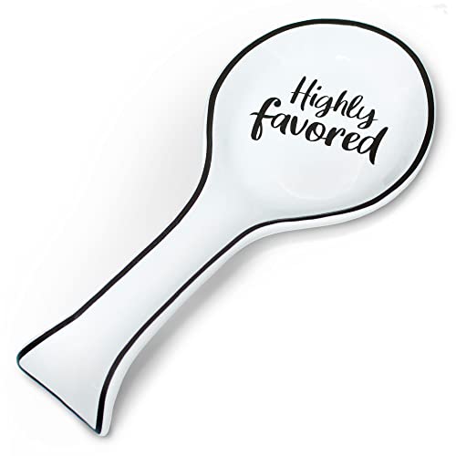 Delol Stoneware Spoon Rest for Stovetops and Kitchen Counters. Great for Kitchen Utensils like Spatulas, Spoons, and Ladles. Easy to clean. (White - Highly Favored)