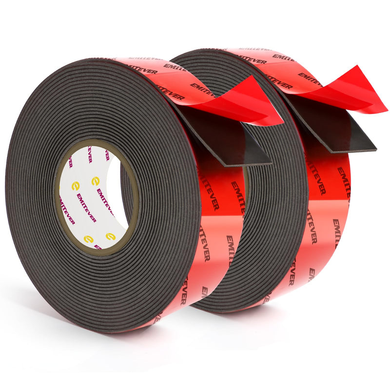 EMITEVER Heavy Duty Double Sided Tape 2 Rolls, 1 Inch x 16.4FT Acrylic Foam Mounting Tape, Two Sided Adhesive Tape, Waterproof & Strong Double Stick Tape for Walls, Automotive, Home Office Decor 16.4 feet x 1 inch (2 Pack)