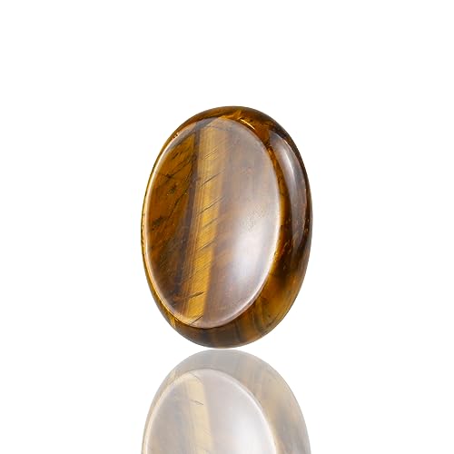 Tigers Eye Crystals Rock Worry Stones for Kids, Oval Palm Stone(1PCS) Tigers Eye