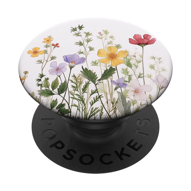 [Australia - AusPower] - Floral Pattern Wildflowers Flowers Bouquet Blossom Pastel PopSockets Swappable PopGrip Black 