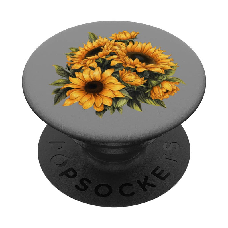 [Australia - AusPower] - Yellow Sunflower Cute summer Sun flowers Floral Positivity PopSockets Swappable PopGrip Black 