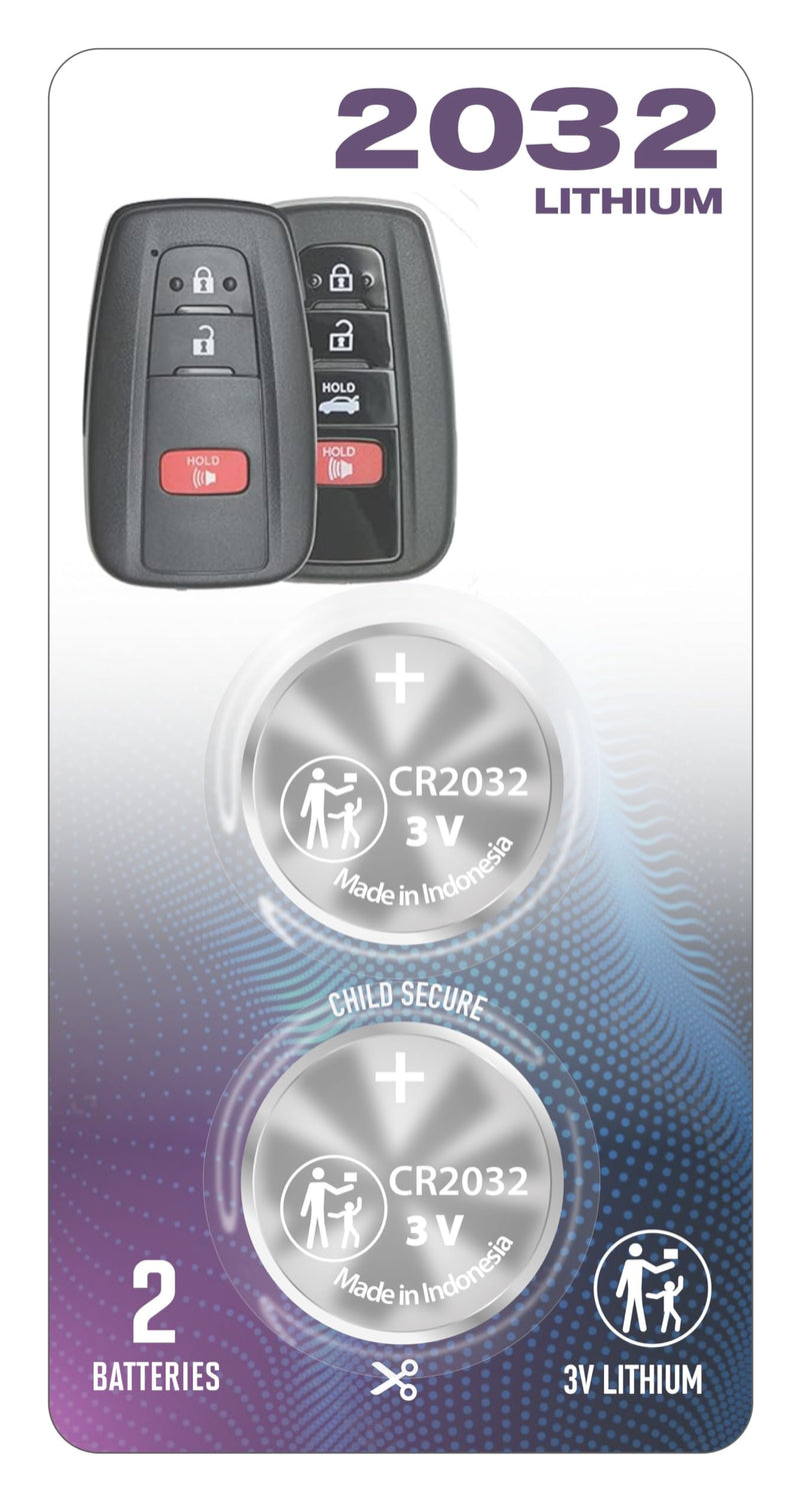 [Australia - AusPower] - (2 Pack) CR2032 2032 Smart Remote Key Fob OEM Battery fits Key case Shell (2016-2021) for Toyota 86 Avalon C-HR Camry Corolla Highlander Prius Prime Rav4 (3 or 4 Button) Smart Key Remote Fob HYQ14FBC 