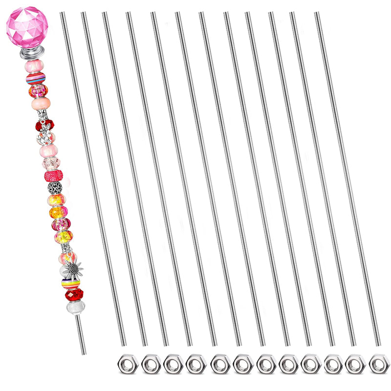 [Australia - AusPower] - 24pcs 8/32 Inch Threaded Rods with Hex Nuts M4 16 Inch 304 Stainless Steel Fully Rod Threaded, 12 Pcs Right Hand Threads &12 Pcs Hex Nuts for Beaded Garden Stake Rods (400MM) 16inch?24pcs) 