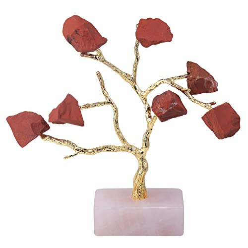 rockcloud Healing Crystal Red Jasper Money Tree Feng Shui Bonsai Tree 6.69"