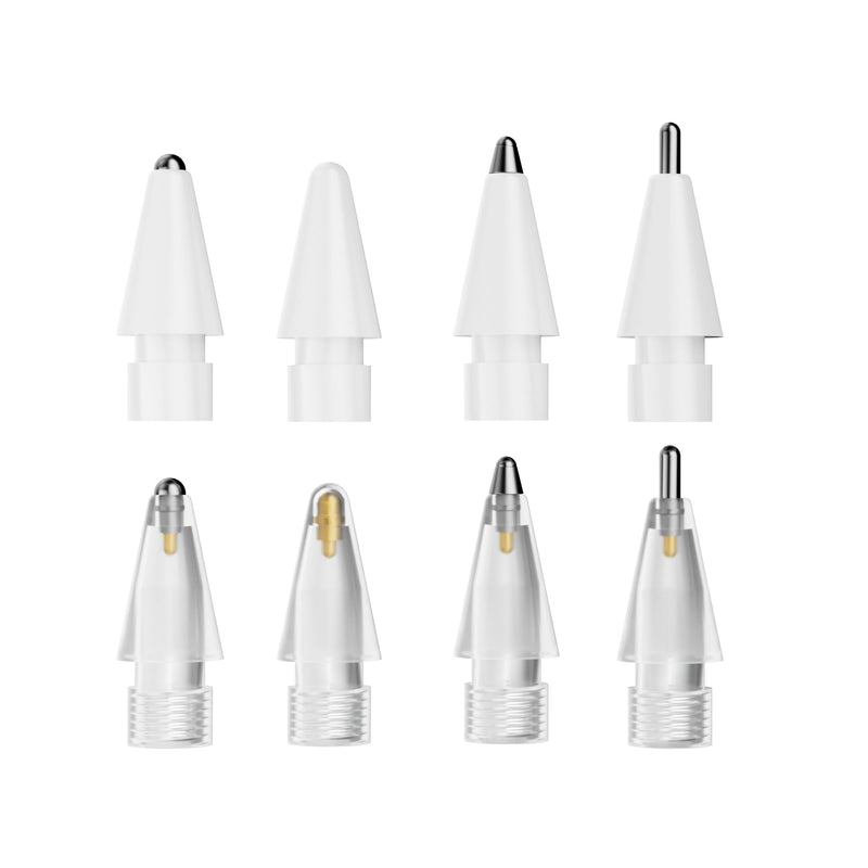 [Australia - AusPower] - nimin Replacement Tips for Apple Pencil 2nd Gen & 1st Gen- [8 Pack] Apple Pencil Spare No Wear Out Fine Point Precise Control Apple Pen Tip, Plastic Tips + Metal Tips 