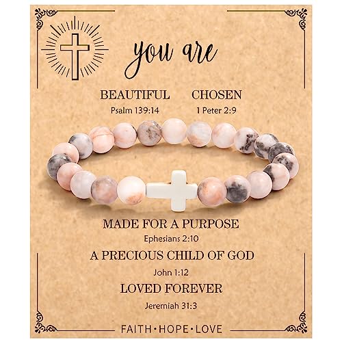 Christian Grandparents - Day Gifts for Women, Religious Cross Bracelet Yare Chosen-Pink