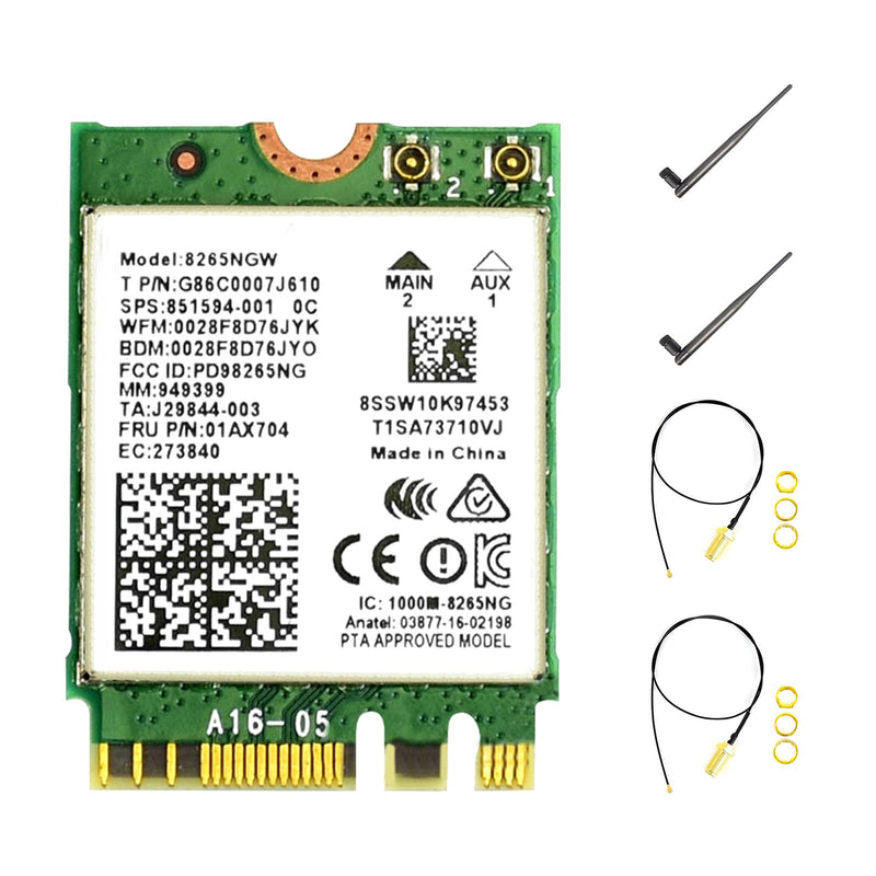 [Australia - AusPower] - Wireless NIC for Jetson Nano Wireless Module AC8265 Supports 2.4GHz / 5GHz Dual Band WiFi 300Mbps / 867Mbps and Bluetooth 4.2 Dual Mode Wireless Panel Board Compatible with Linux Windows 10 8.1 8 7 