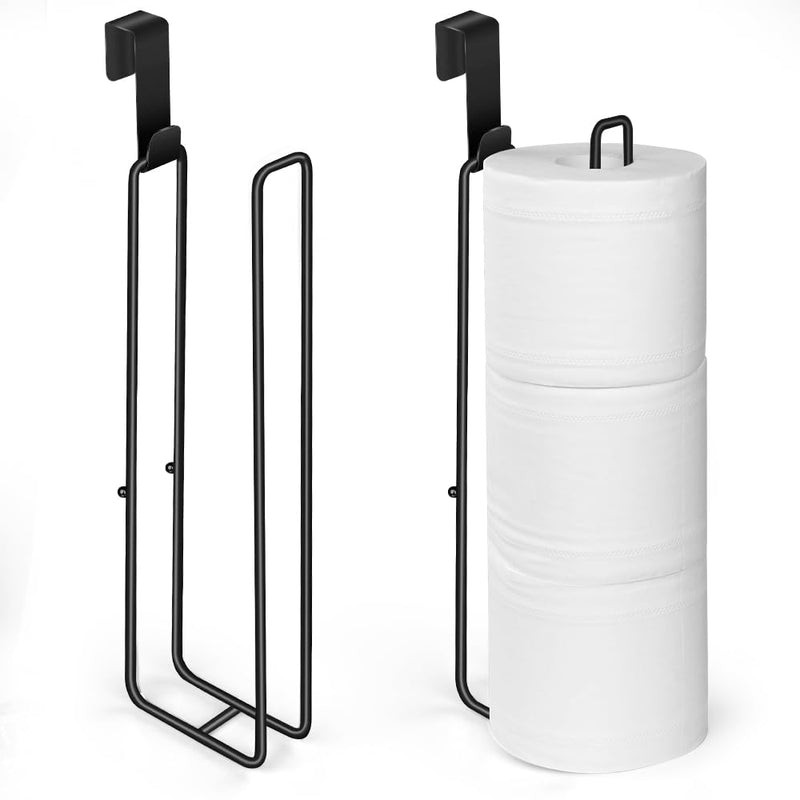 Black Bathroom Toilet Paper Roll Holder for 3 Rolls Tissue, Brushed Nickel, Over The Tank, Self-Adhesive Wall Mount, Stainless Steel (2Pcs) F:hold 3 Rolls Tissue(2pcs,black)