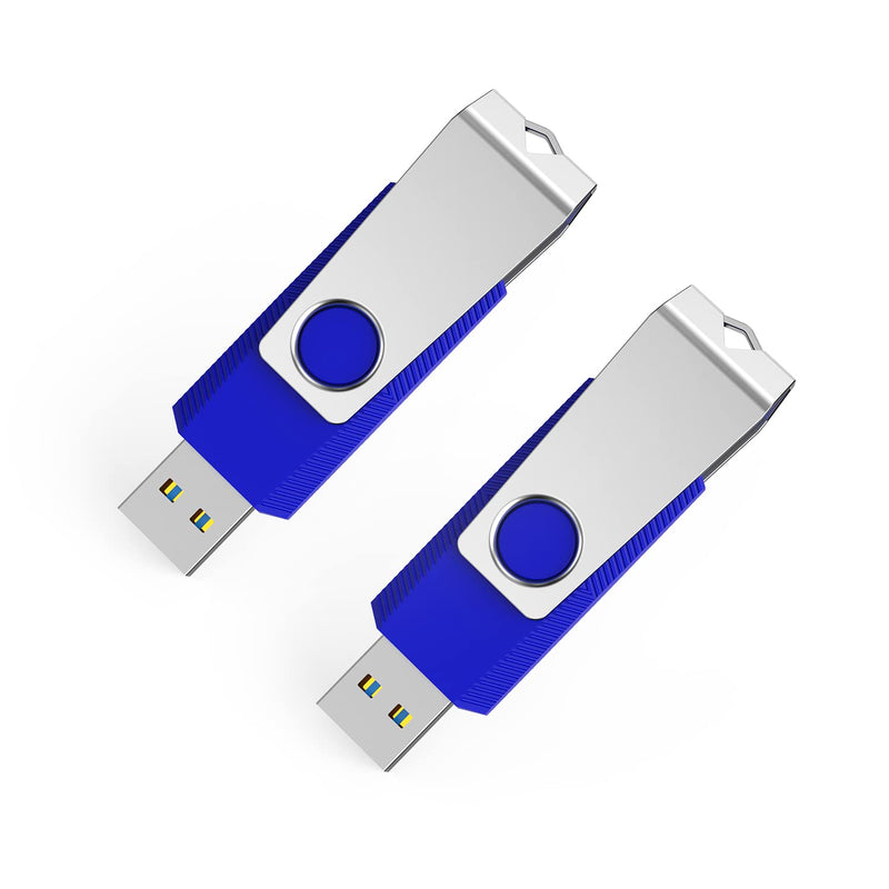 [Australia - AusPower] - 128GB Flash Drive Aiibe 2 Pack 128GB USB 3.0 Flash Drive Thumb Drive USB Memory Stick Jump Drive USB Drive with Keychain (128G, Blue 2 Pack) 128GB 3.0 