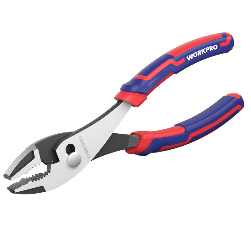 [Australia - AusPower] - WORKPRO 8” Slip Joint Pliers Tool, Large Soft Grip,Rust Prevention Finish, 3-Zone Serrated Jaw Forged from High Carbon Steel for Maximum Grip 8-inch 