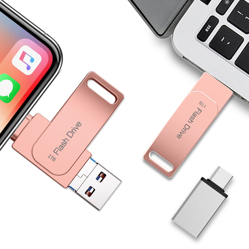 [Australia - AusPower] - 1TB Flash Drive for Phone, Compatible with Phone/Pad/Android/PC, 1000GB USB 3.0 Photo Stick Phone, External Flash Expandable Photo Storage Drive, Drive Memory Stick Photosticks for Pictures.（Pink） 1TB-Pink 