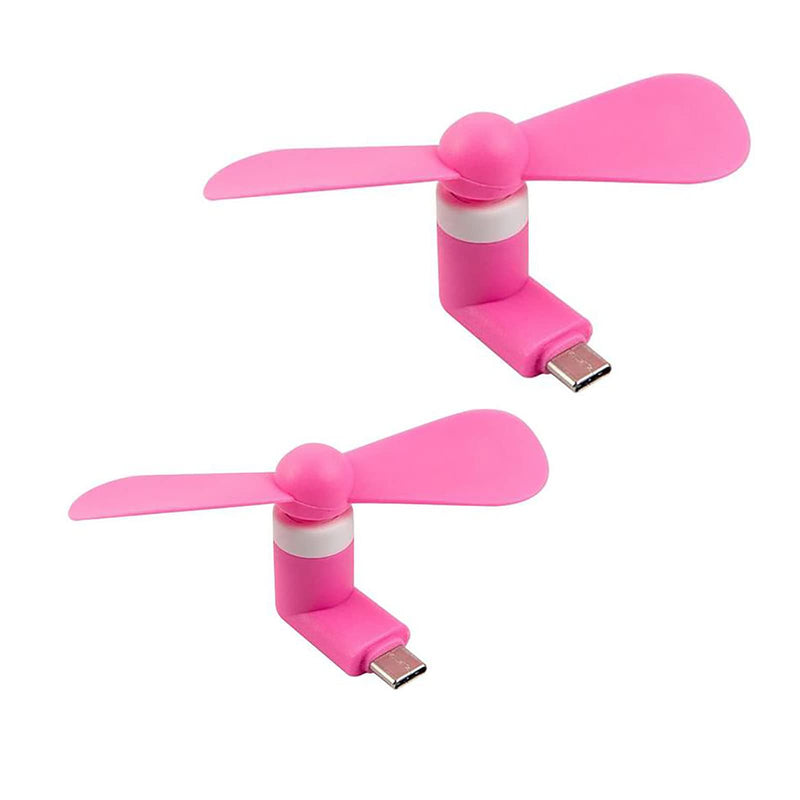 [Australia - AusPower] - Sokelinn-six Type C Phone Fan, Mini USB C Cooling Hand Fans Portable Summer Cooler for ipad Type C Plug Devices-2 Pieces (Pink) Pink 