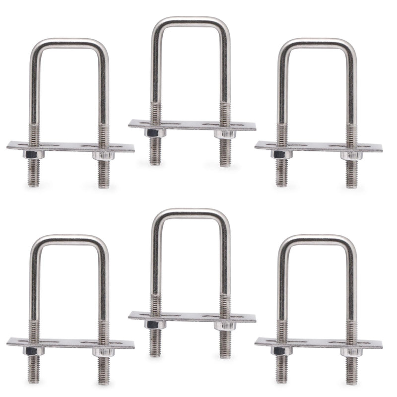 [Australia - AusPower] - U Bolts 1 Inch Wide, 70mm Length M6 Stainless Steel Square Tube Clamps with Nut and Plate (6 Set) 6 (M6) 25mmx70mm 