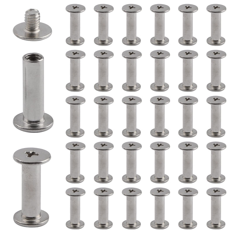 [Australia - AusPower] - INCREWAY Stainless Steel Phillips Screws, 30 Sets 5mm X 16mm Chicago Binding Screws Round Cross Head Stud Screw Posts Nail Rivet Chicago Button, Silver Tone 