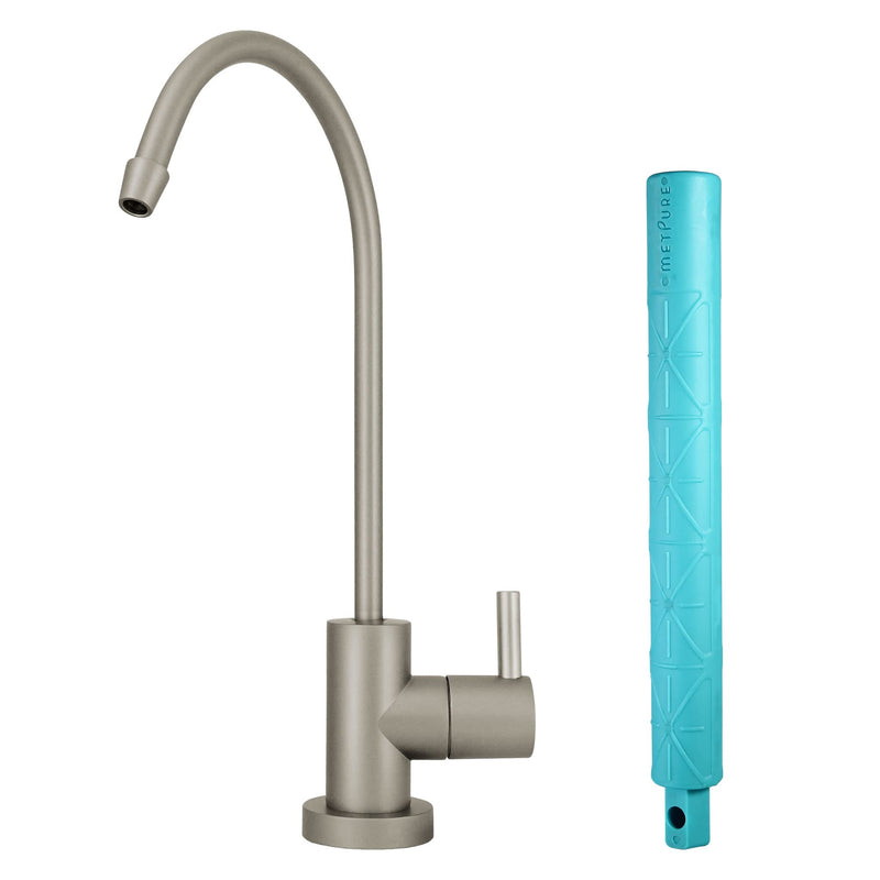 Metpure Non-airgap NSF Certified RO Faucet Reverse Osmosis Drinking Water Filtration System Water Dispenser Spout (Satin Nickel). Euro Style with Faucet Wrench. Satin Nickel