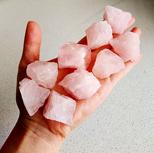 Luckeeper 0.5 lb Rough Crystals Bulk Raw Rose Quartz Healing Stones for Tumbling, Wire Wrapping, Wicca Reiki,Meditation and Home Decor Pink Rose Quartz